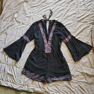 Angie Vintage Whimsigoth Boho Indie Dress Romper Sz L Cottage Core Prairie Y2k